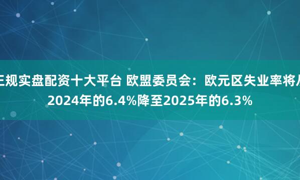 正规实盘配资十大平台 欧盟委员会：欧元区失业率将从2024年的6.4%降至2025年的6.3%